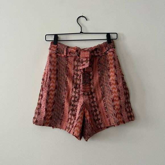 Anthropologie Eva Franco Mila Patterned High Rise Belted Shorts - Picture 2 of 8